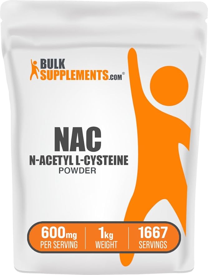 BulkSupplements.com NAC Powder - N-Acetyl Cysteine 600mg, NAC Supplement - Antioxidant Support