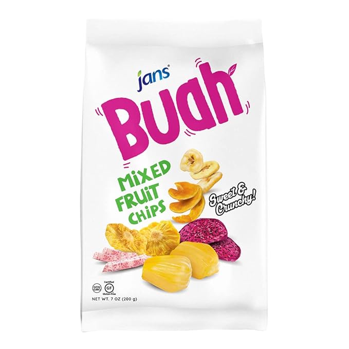 Jans Buah Dried Fruit Chips - Experience Real Dried Mixed Fruit, Gluten-Free, Sweet & Crunchy
