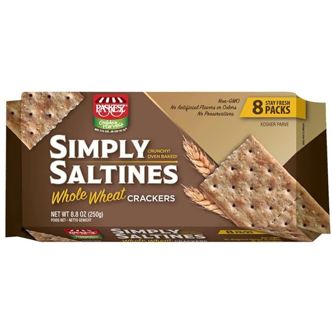 Only Kosher Candy Simply Saltines Whole Wheat Crackers, Crunchy Oven Baked Kosher Parve Non-GMO, No