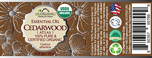US Organic 100% Pure Cedarwood Essential Oil (Atlas) - USDA Certified Organic, Steam Distilled