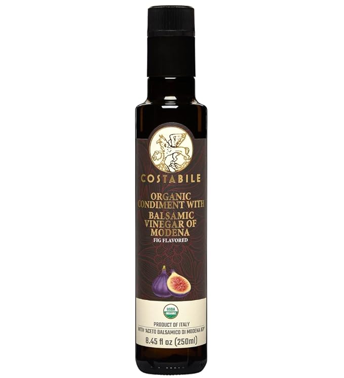 Fig Flavored Balsamic Vinegar Organic of Modena, Aged Made in Italy, Natural Blend, Thick Texture