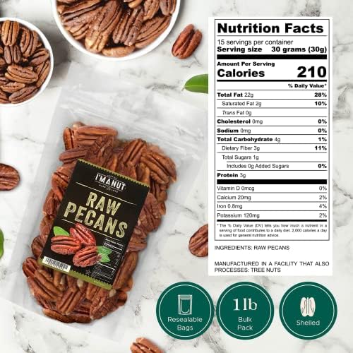 Premium Raw Pecan Halves 32oz (2 lb) | American-Grown, Non-GMO | Batch Tested Gluten & Peanut Free