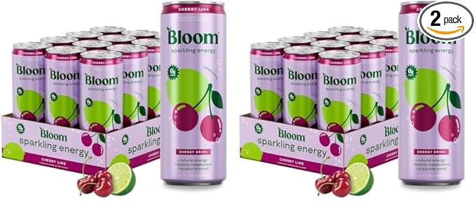 Bloom Nutrition Sparkling Energy Drink for Focus, Natural Caffeine, Zero Sugar, 180mg Caffeine
