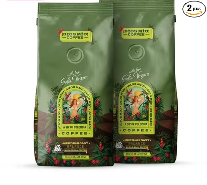 Dios Mio Coffee by Sofia Vergara, Medium Roast, Whole Bean Premium Colombian Coffee, 12 Ounce Bag
