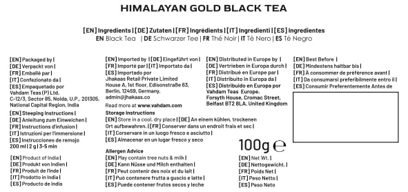 VAHDAM, Himalayan Gold Black Tea (50 Cups/3.53oz) Pure Black Tea Leaves With GOLDEN TIPS | Robust