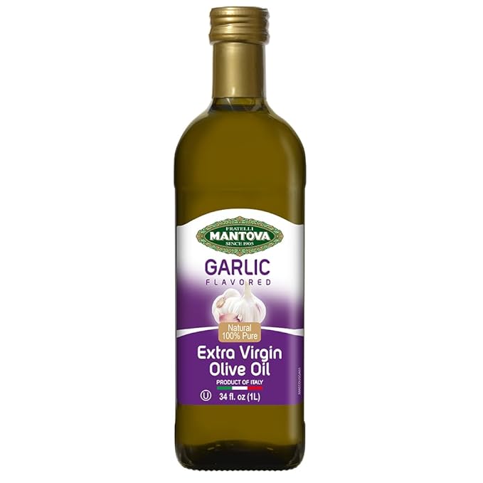 Mantova Garlic Extra Virgin Olive Oil (EVOO) - Cold-Pressed, Premium Quality, Imported from Italy