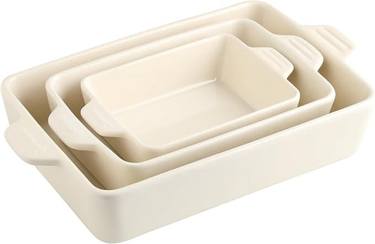 Sweejar Ceramic Bakeware Set, Rectangular Baking Dish for Oven Lasagna Pans for Cooking, Kitchen