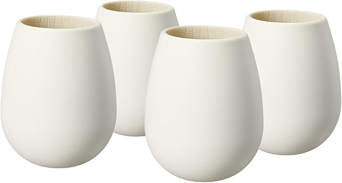 Unbreakable Silicone Stemless Wine Glassware | Set of 4 | Reusable & Shatterproof Tumbler Drinkware