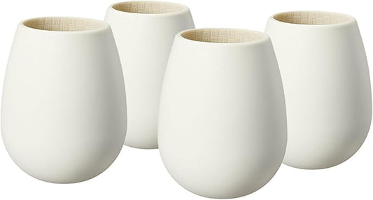 Unbreakable Silicone Stemless Wine Glassware | Set of 4 | Reusable & Shatterproof Tumbler Drinkware