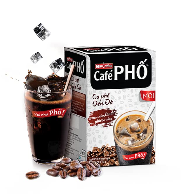 Cafe Pho Vietnamese Instant Coffee Mix, Iced Black Coffee, Cafe Den Da, Single Serve Coffee