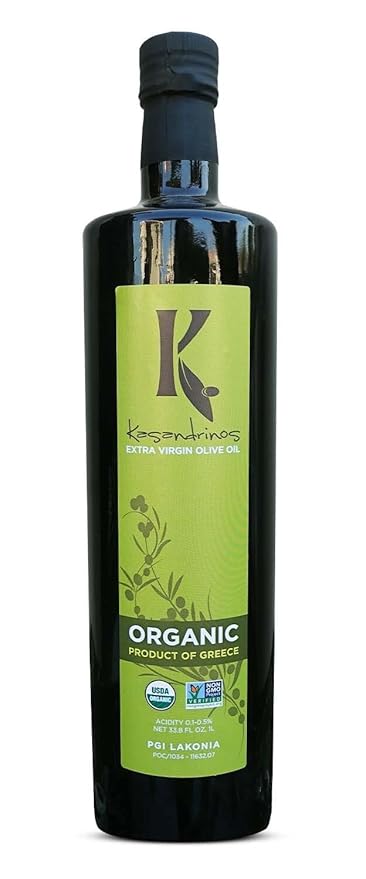 Kasandrinos Organic Olive Oil Extra Virgin, Polyphenol Rich Greek Olive Oil, 100% Organic First