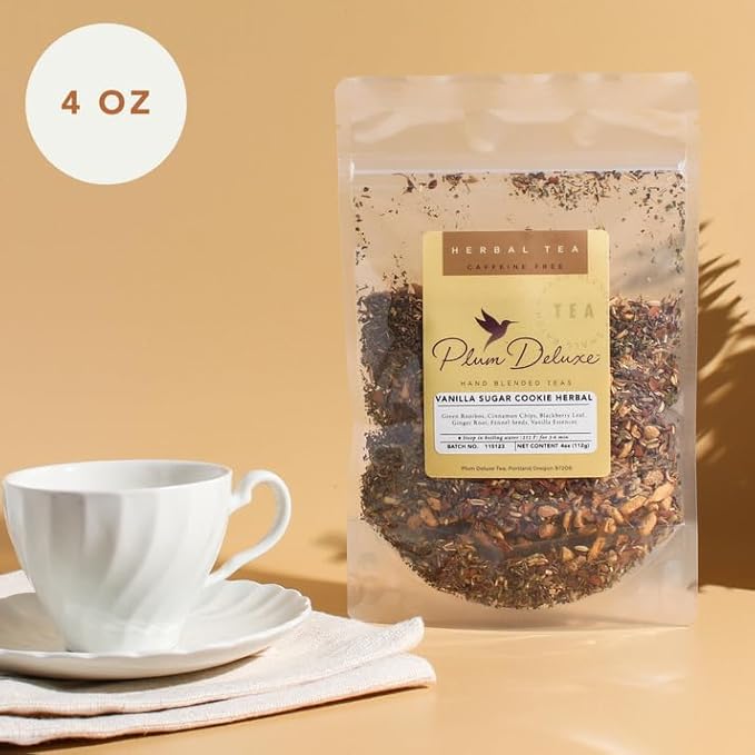 Vanilla Sugar Cookie Herbal Tea – Caffeine-Free Loose Leaf Blend with Rooibos, Vanilla and Cinnamon