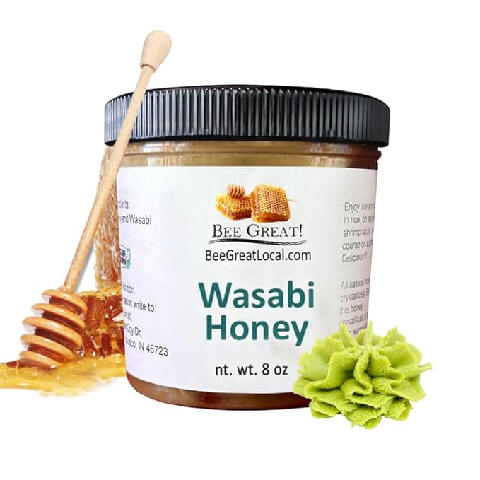Bee Great Wasabi Hot Honey – Bold Sweet Heat with Wasabi Kick – Great with Sushi, Seafood & Salads