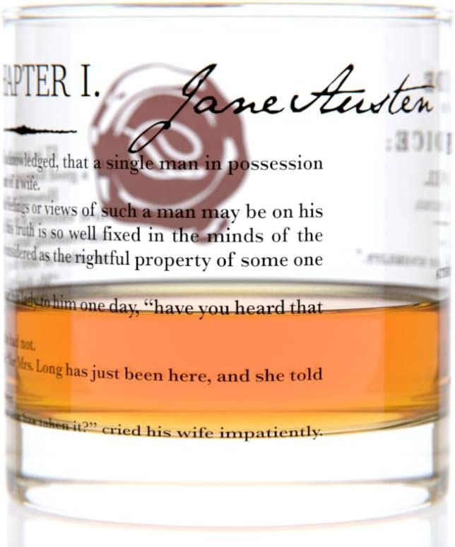 Well Told Classic Literature Rocks Glass - Pride and Prejudice by Jane Austen - Old Fashioned