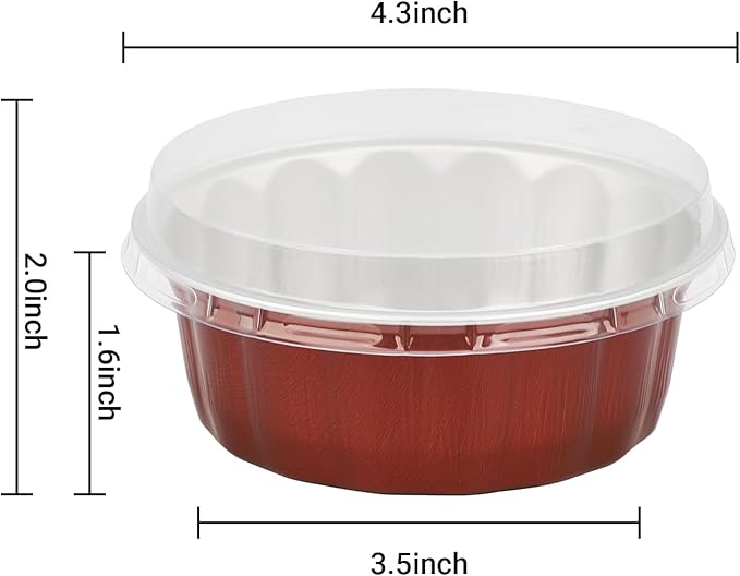 Beasea Disposable Ramekins for Baking, 8oz 100 Pack Aluminum Foil Cups with Lids, Creme Brulee