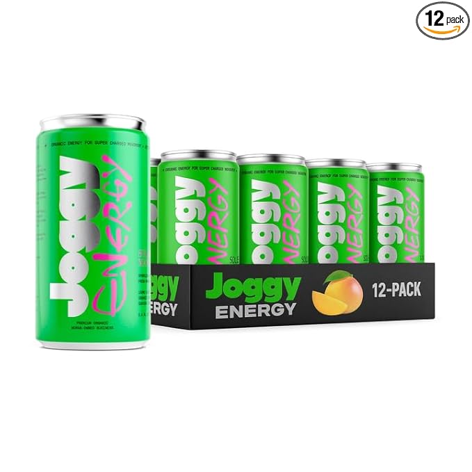 Joggy Clean Energy Drink | Solar Mango (12pk) | Organic Pre Workout Beverage with 150mg Guayusa