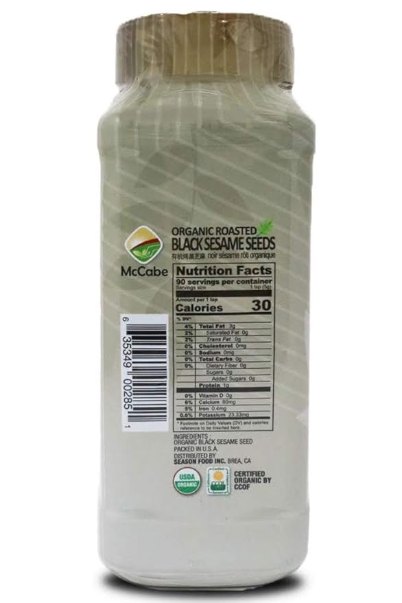 McCabe Organic Roasted Black Sesame Seeds - Organic Toasted Black Sesame Seeds | Rich with Fiber &