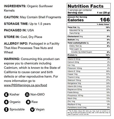 Food to Live - Organic Sunflower Seeds, 2 Pounds - Hulled, Raw, Non-GMO, Dried Kernels, Unsalted