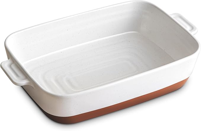DOWAN Ceramic Casserole Dish for Oven, 9x13 Deep Lasagna Pan, Large Baking Dish with Handles, 4.3