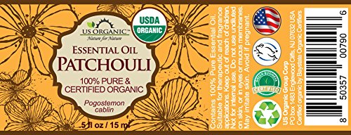 US Organic 100% Pure Patchouli Essential Oil - USDA Certified Organic, Steam Distilled - W/Euro