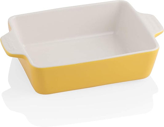 Sweejar Ceramic Baking Dish, Rectangular Small Baking Pan with Double Handles, 20 Oz for Cooking