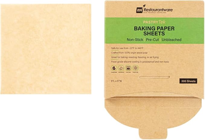 Restaurantware Pastry Tek 5 x 5 Inch Parchment Paper Sheets 200 Greaseproof Baking Sheets For Oven