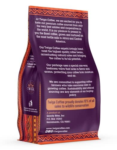 Twiga Coffee Rwandan Whole Bean ??Organic Medium Roast Arabica with Caramel, Cinnamon & Citrus