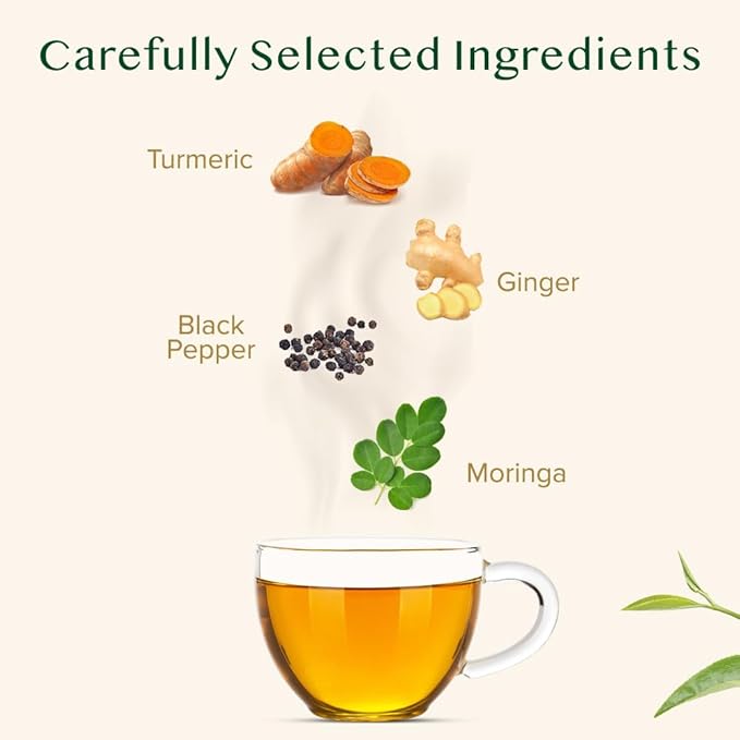 VAHDAM, Turmeric Moringa Tea Bags (100 Herbal Tea Bags) Caffeine Free, Non GMO | 100% Pure Herbal