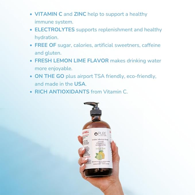 Pure Inventions - Lemon Lime Water Infusion Drops - Antioxidants, Vitamin C & Electrolytes - Health