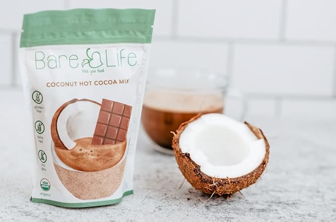 Bare Life: Dairy Free Coconut Hot Cocoa Mix Pouch | Gluten Free, Vegan, USDA Organic, Plant Based