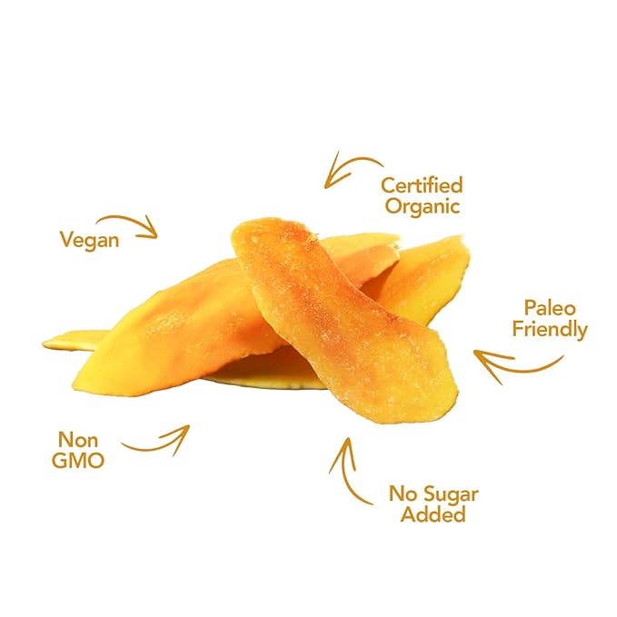Earthside Farms Dried Organic Mangoes 2.8oz, 6 Pack – No Sugar Added, Gluten-Free, Vegan Snack