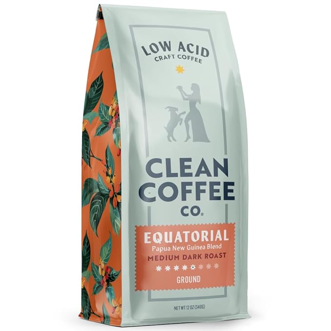 Clean Coffee Co. - Low Acid Medium-Dark Roast, Tested for Molds and Toxins, Papua New Guinea Blend