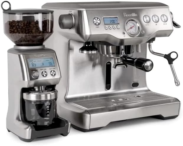 Breville Dynamic Duo Dual Boiler Espresso Machine and Smart Grinder Pro Package, Stainless Steel