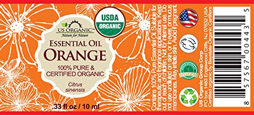 US Organic 100% Pure Sweet Orange Essential Oil - USDA Certified Organic - 10 ml Pack of 2