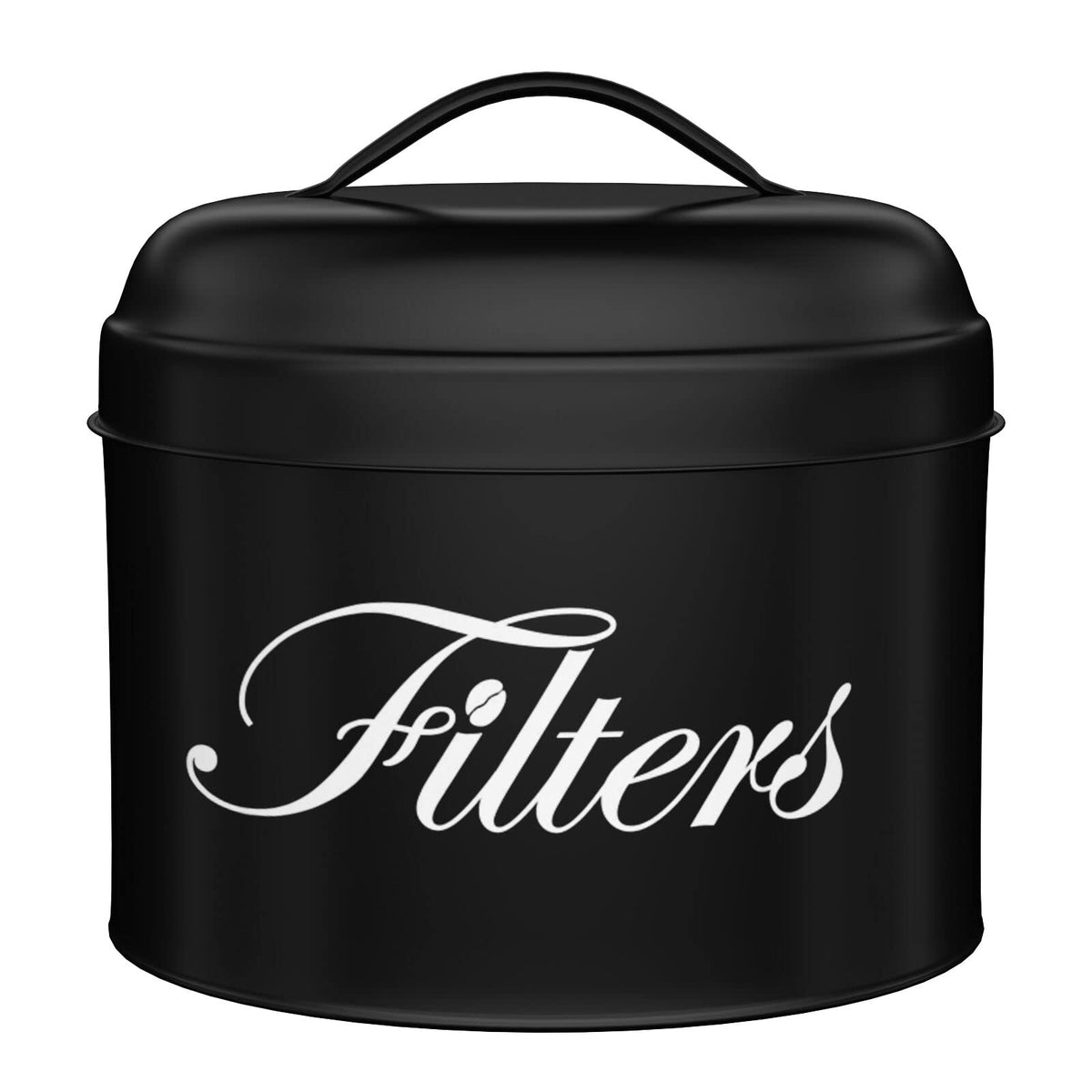Black Basket Coffee Filter Holder With Lid - Round Container for Counter Storage - Rustic Farmhouse