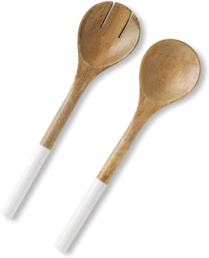 Folkulture Salad Servers or Salad Tongs, Wooden Utensils for Serving Salad, 12-inch Spoon and Fork
