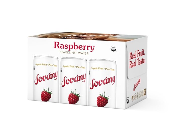 Sovány Sparkling Water, Raspberry, Seltzer Water Drinks, USDA Organic, Made With Real Fruit