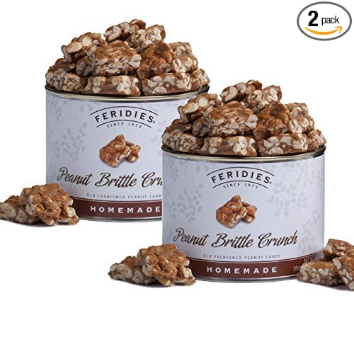 FERIDIES Unique Candy Nut Tins Homemade Peanut Brittle Crunch, Top Grade Virginia Peanuts, No