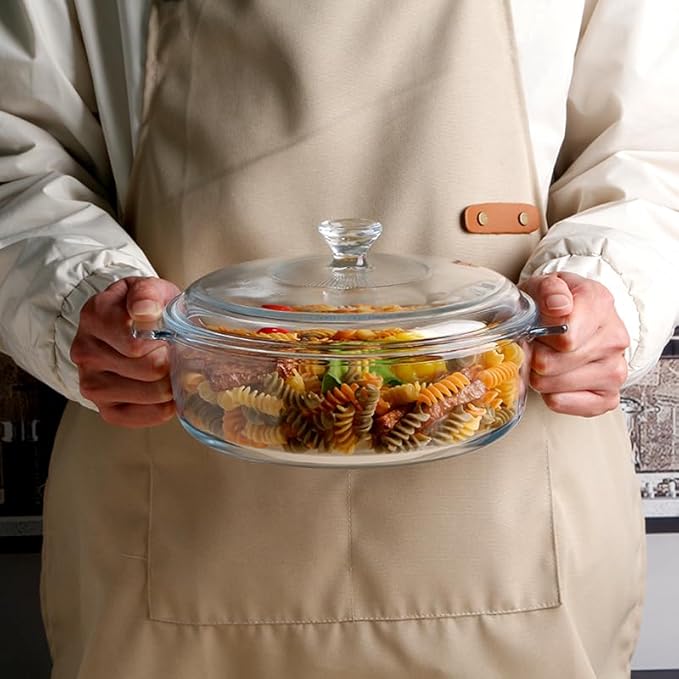 NUTRIUPS Small Glass Casserole Dish with Lid Oven Safe Covered Round Casserole Dish 8" Glass
