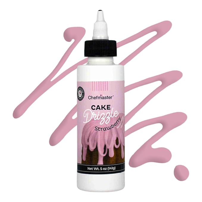Strawberry-Flavored Cake Drizzle by Chefmaster, Edible Cake Drip Frosting for Decorating, Drip for
