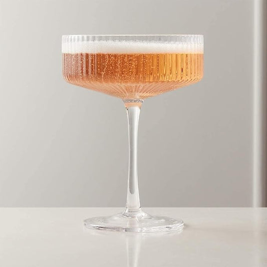 Khen Ribbed Vintage Art Deco Coupe Glasses - Martini, Champagne & Cocktail Ribbed Glasses 12oz |