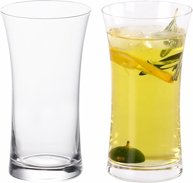 KAMMAK Drinking Glasses Set of 2, 11.8oz Crystal Water Glasses, Everyday Tall Glass Cups, Highball