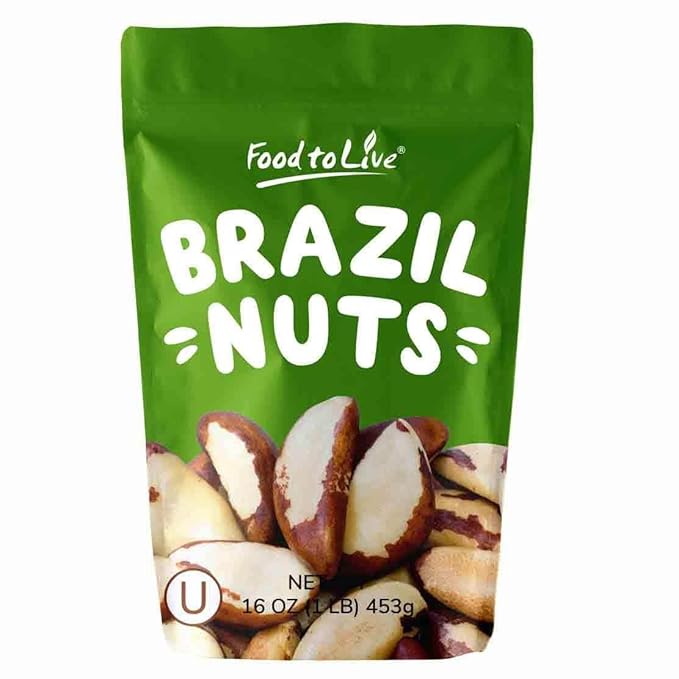 Food to Live - Brazil Nuts, 1 Pound Non-GMO Verified, Raw, Whole, No Shell, Unsalted, Kosher