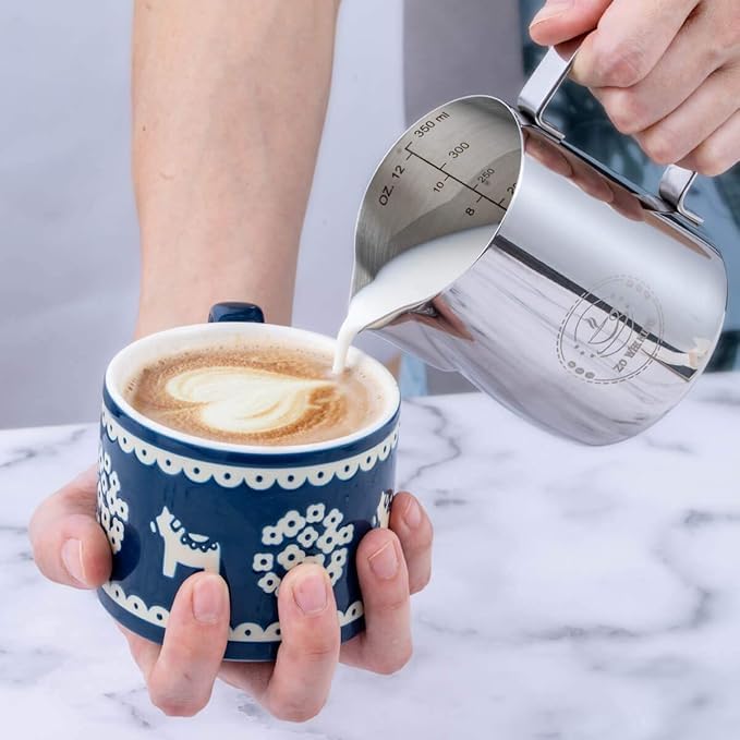 8oz Milk Frothing Pitcher, Stainless Steel Espresso Steamer Frother Cup