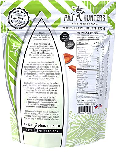 Pili Hunters - Wild Sprouted Pili Nuts, Coconut Oil and Himalayan Salt (1lb Bag) Keto/Paleo/Vegan