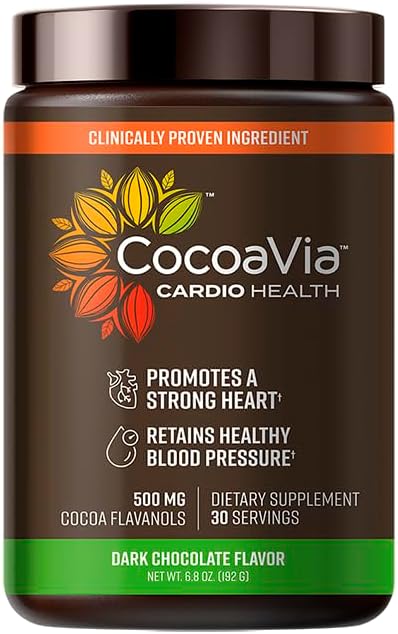 CocoaVia Cardio Health Cocoa Powder, 30 Servings, 500mg Cocoa Flavanols, Support Heart Health