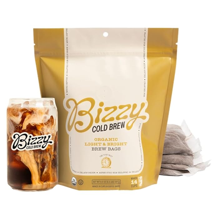 Bizzy Organic Cold Brew Coffee | Light & Bright Blend | Coarse Ground Coffee | Light Roast | Micro
