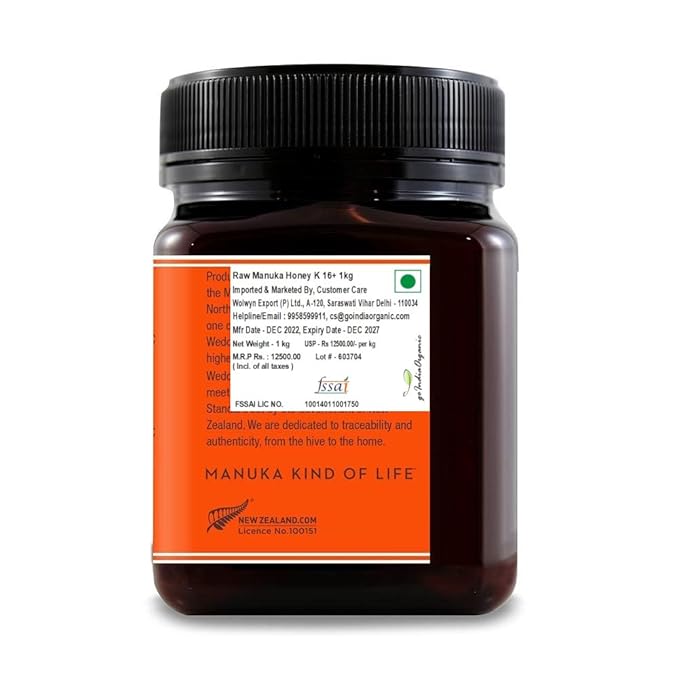 Wedderspoon Raw Premium Manuka Honey, KFactor 16, 35.2 Oz, Unpasteurized, Genuine New Zealand