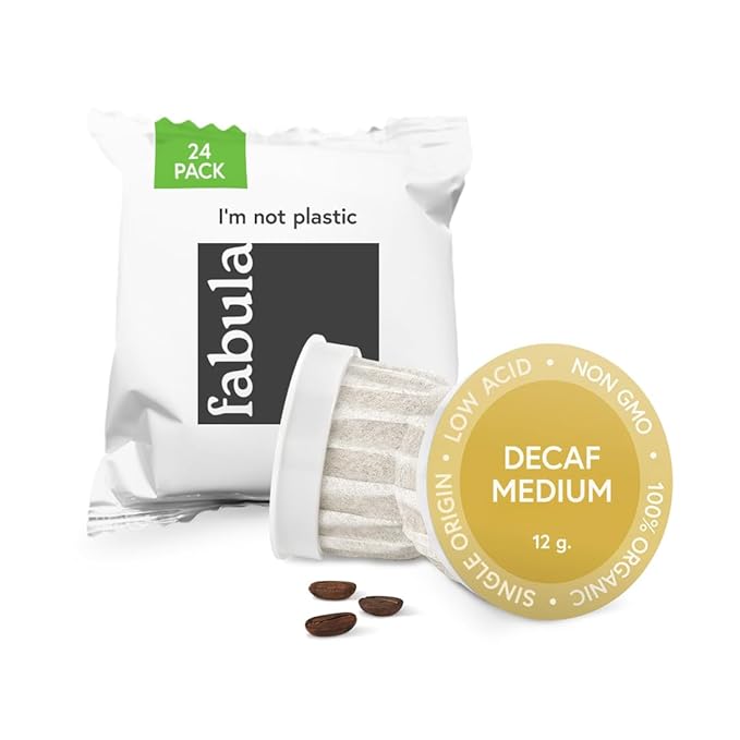 Fabula Organic Decaf Coffee K-Cups, Medium Roast, Low Acid Coffee Pods - Single Origin - Mold Free