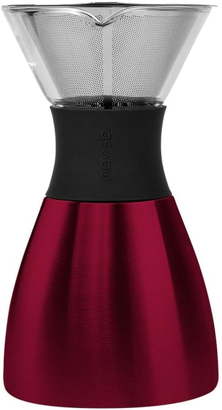 asobu Insulated Pour Over Coffee Maker (32 oz.) Double-Wall Vacuum, Stainless-Steel Filter and Take